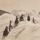 Climbers crossing a glacier